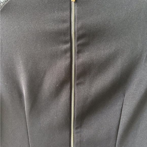 Runway Little Black Dress Size S Faux Leather Shoulders Goth Whimsy - Picture 8 of 10